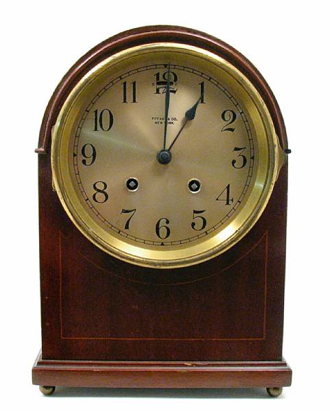 Appraisal: An American mahogany mantel clock retailed by Tiffany amp Co