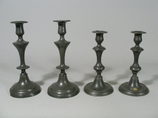 Appraisal: Two Pairs of Early Pewter Candlesticks likely English th c