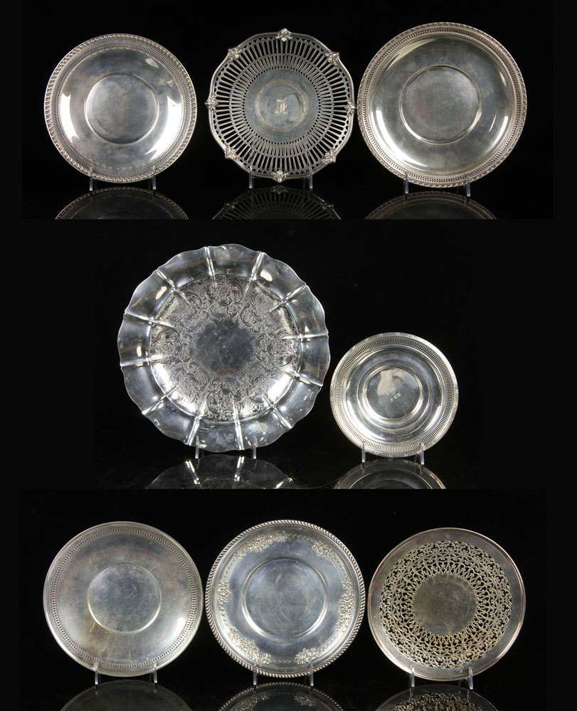 Appraisal: - Assorted Silver Trays Lot of seven assorted silver trays