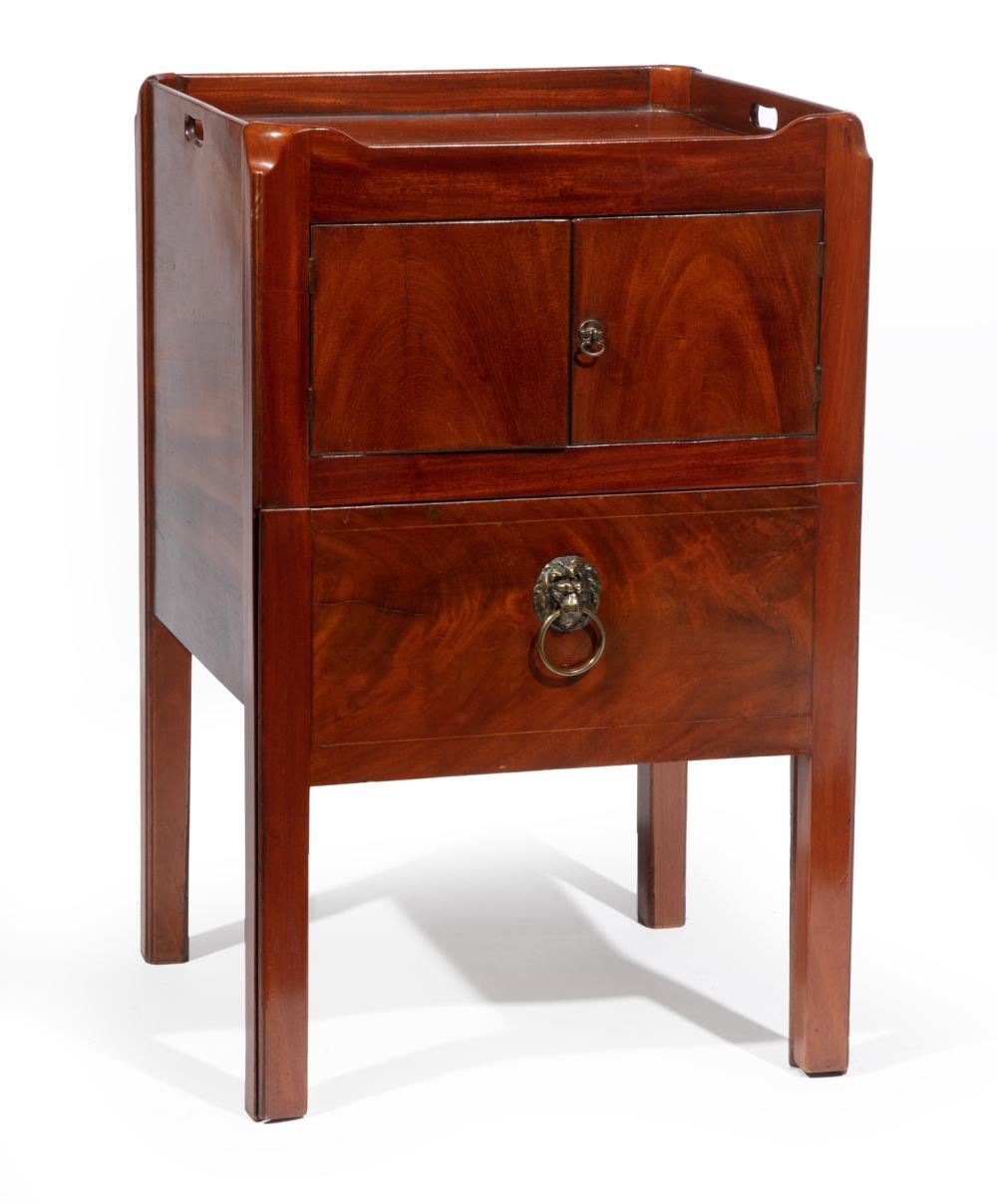 Appraisal: GEORGE III MAHOGANY BEDSIDE COMMODEGeorge III Mahogany Bedside Commode early