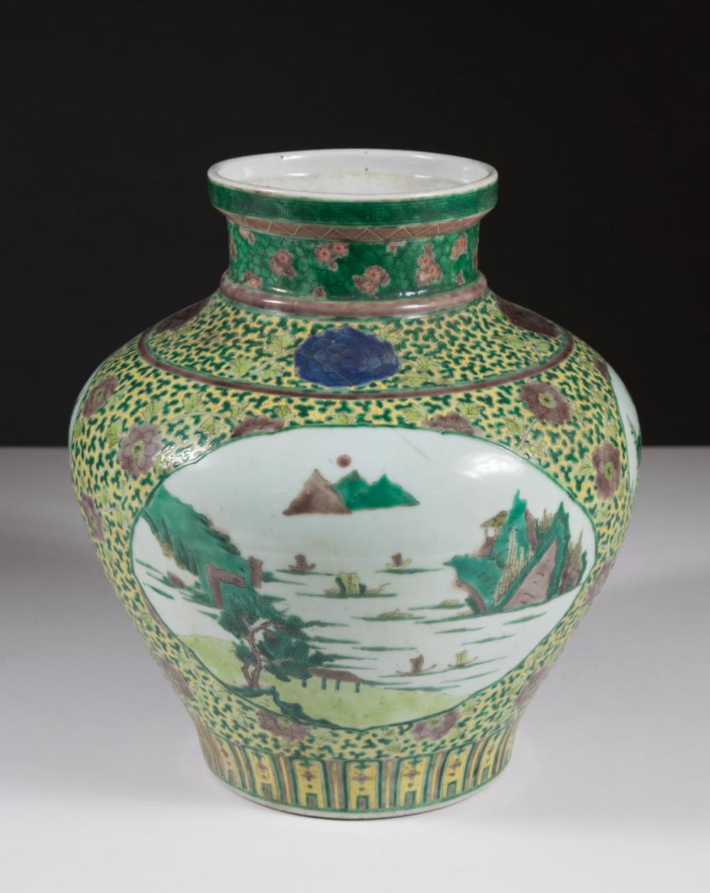 Appraisal: CHINESE WUCAI PORCELAIN VASE with rounded shoulders and tapered base