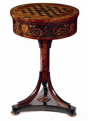 Appraisal: A th century Austrian teapoy marquetry inlaid the hinged top