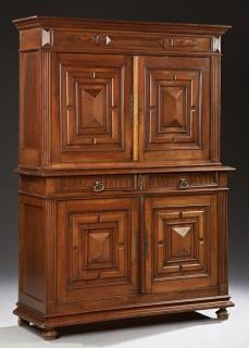 Appraisal: French Henri II Carved Walnut Buffet a Deux Corps c