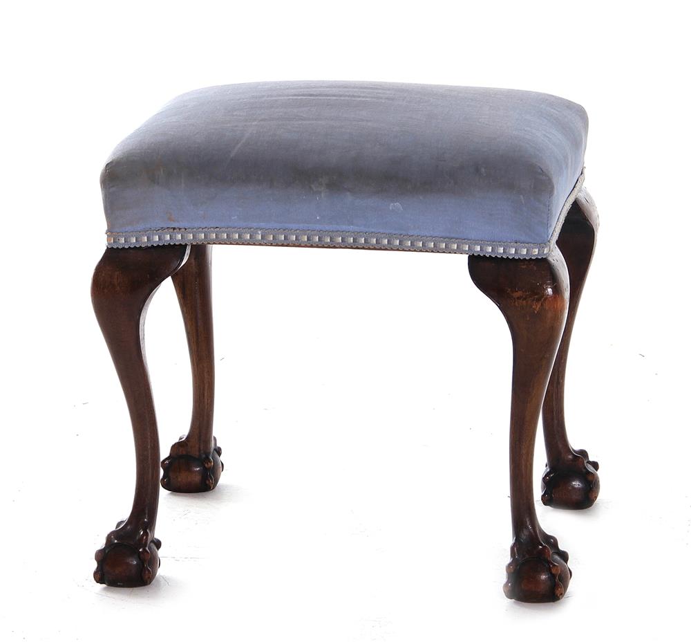 Appraisal: Georgian style upholstered mahogany stool circa H W D Provenance