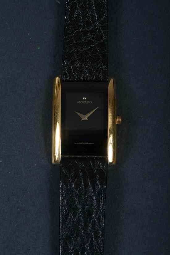 Appraisal: LADY'S MOVADO WRIST WATCH Black leather strap