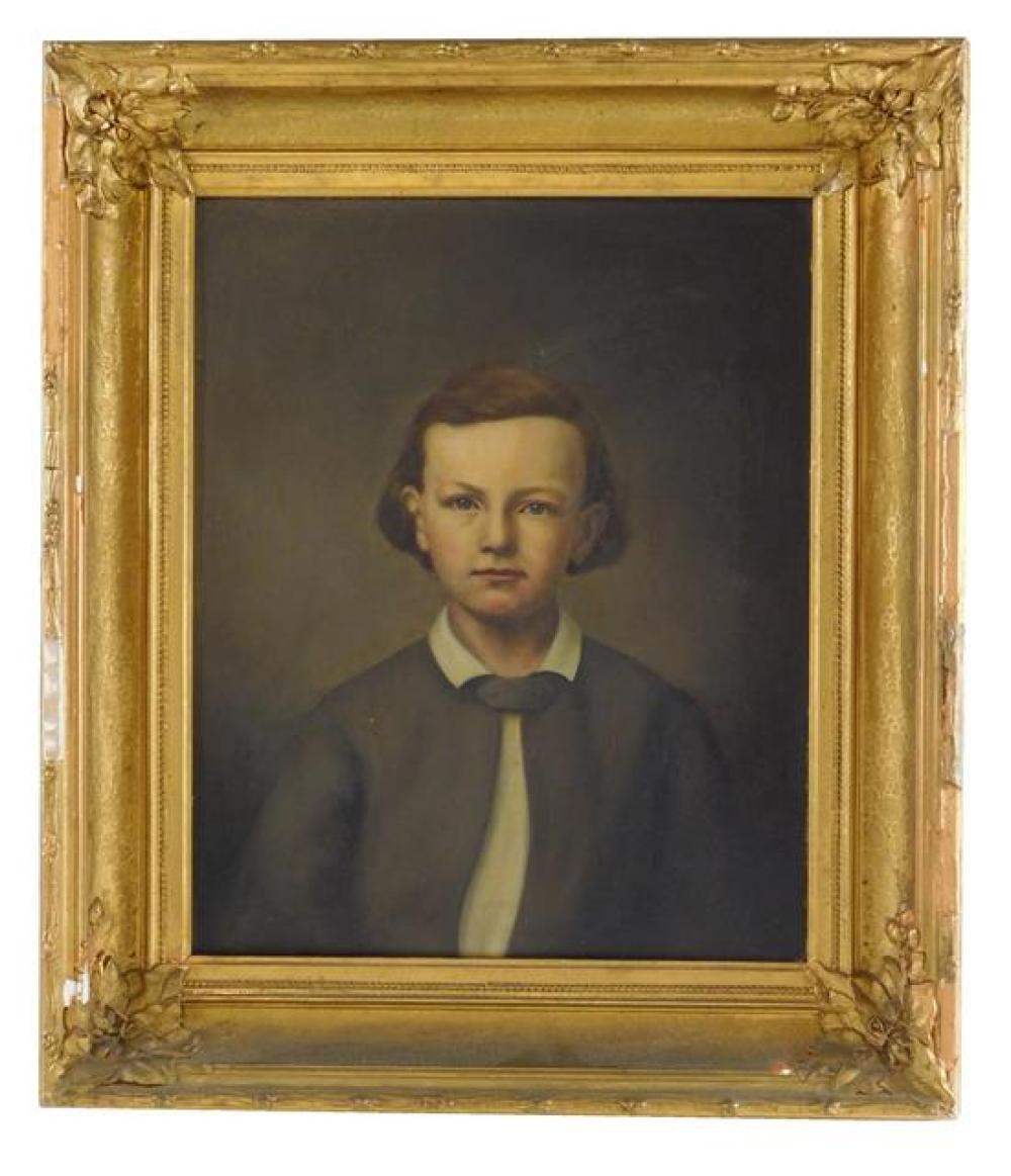 Appraisal: Unsigned American school th C oil on canvas portrait of