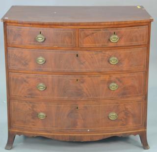 Appraisal: Federal mahogany two over three drawer bow front chest mahogany