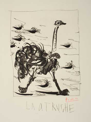 Appraisal: PABLO PICASSO L'Autruche Aquatint grattoir and drypoint on cream verg