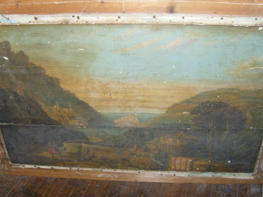 Appraisal: A large th century oil painting on wooden panel of