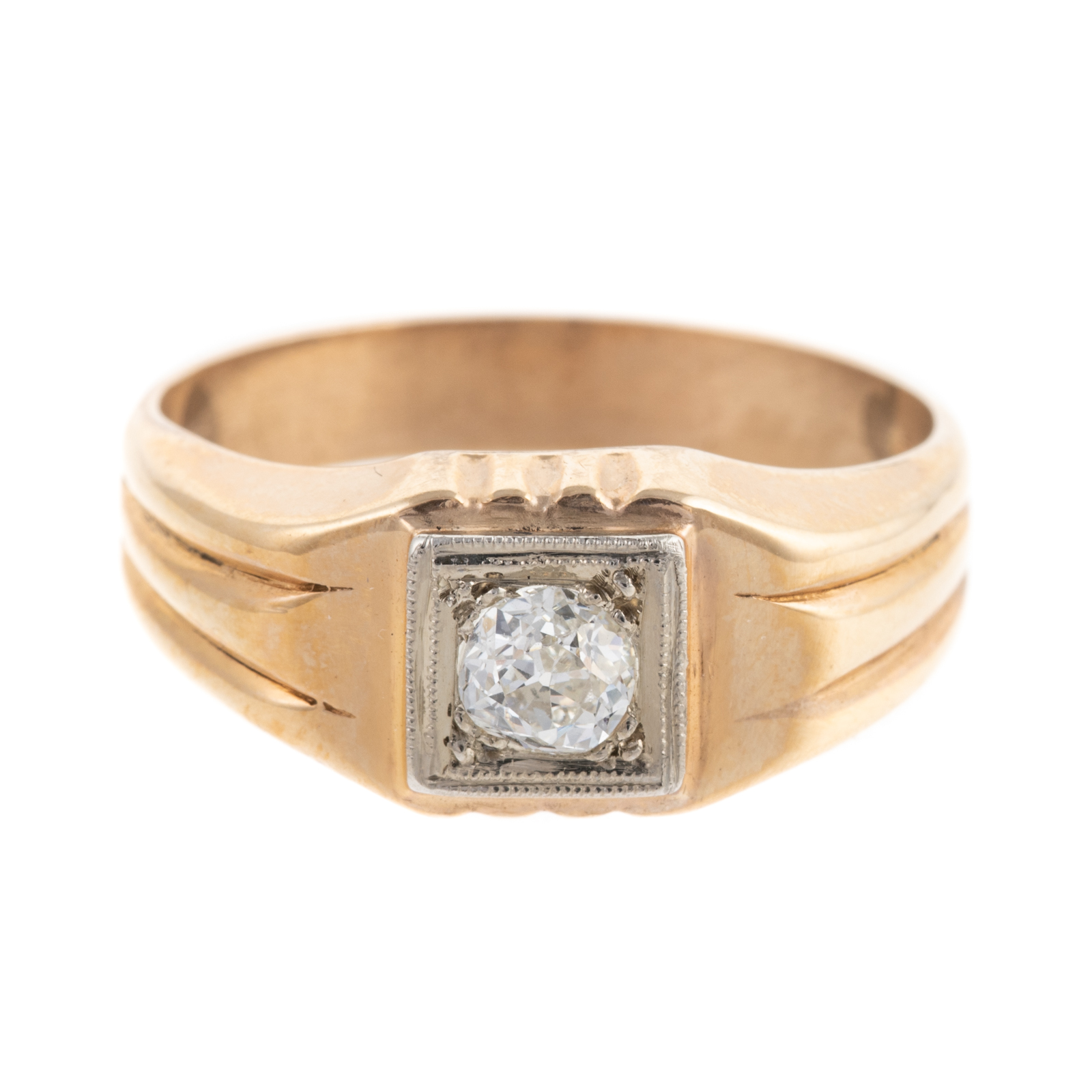 Appraisal: AN OLD EUROPEAN CUT DIAMOND RING IN K K yellow