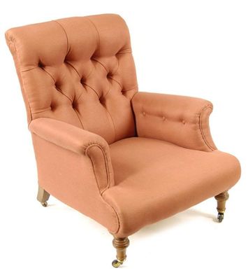 Appraisal: Holland Sons A Victorian easy armchair with button upholstered back