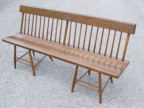 Appraisal: UNIQUE EARLY CHERRY DOUBLE CHAIR BENCH One board seat over