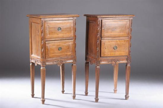 Appraisal: PAIR LOUIS XVI PROVINCIAL NIGHT STANDS th century One with