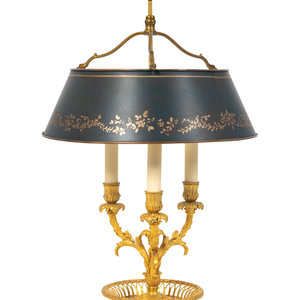 Appraisal: A Louis XVI Style Gilt-Bronze Bouilotte Lamp TH CENTURY Height