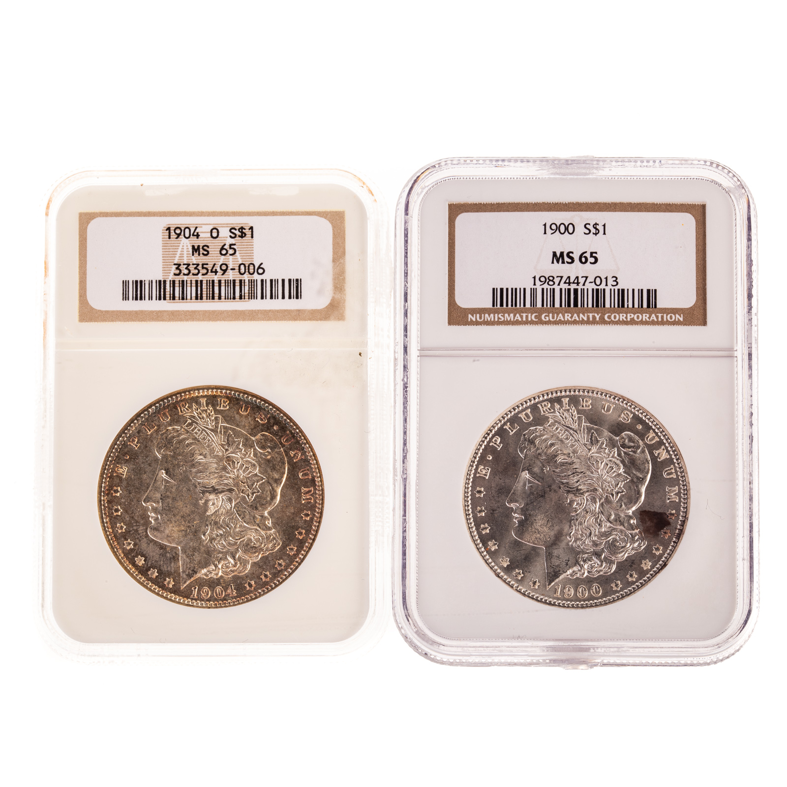 Appraisal: NICE PAIR OF NGC MS MORGAN DOLLARS NGC MS and