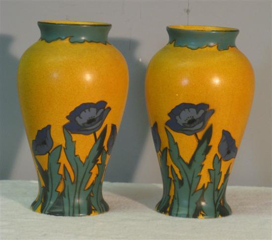 Appraisal: Pair of Brentleigh Art Deco vases decorated with blue and