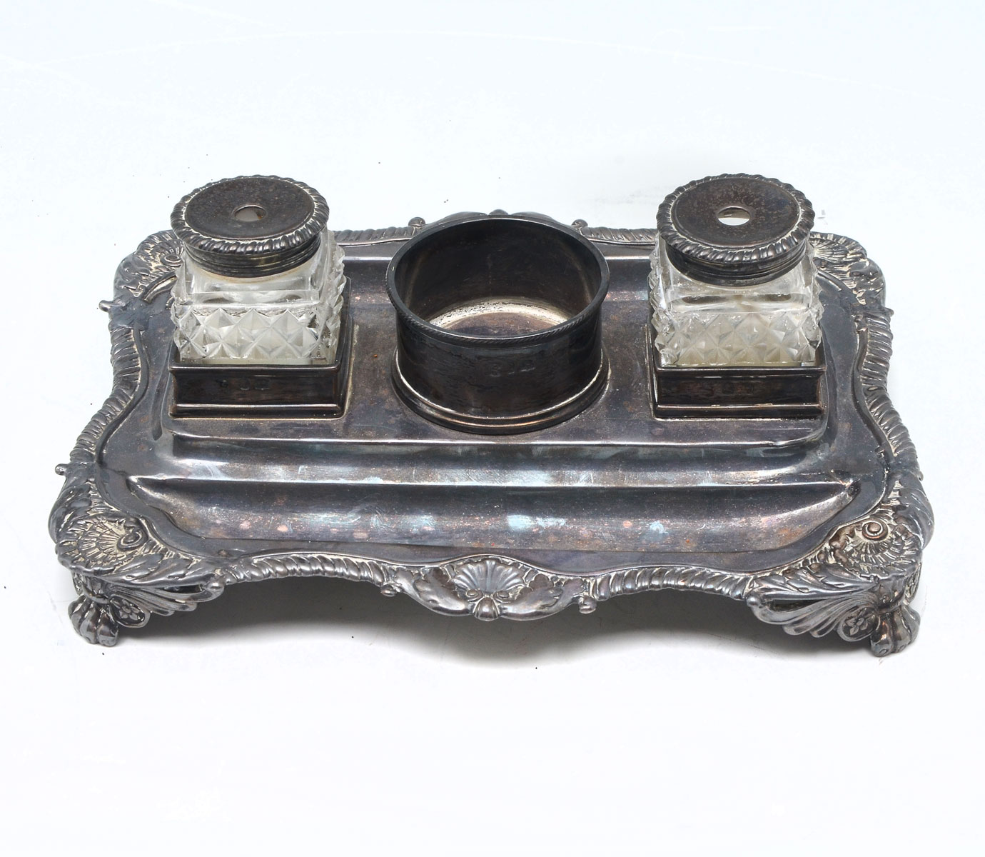 Appraisal: TH C ENGLISH STERLING SILVER INKWELL Approx Troy ounces English