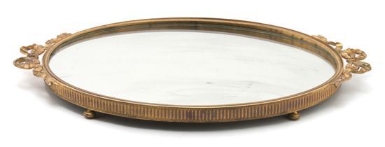 Appraisal: Gilt Bronze Table Plateau the oval mirrored plate set within