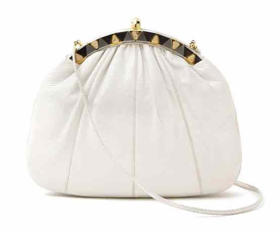 Appraisal: A Judith Leiber White Snakeskin Purse jeweled closure leather shoulder