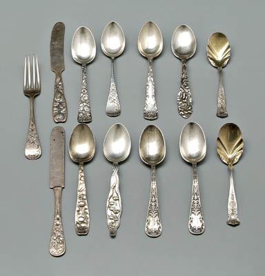 Appraisal: pieces assorted sterling flatware including Gorham Maryland ice cream shovels