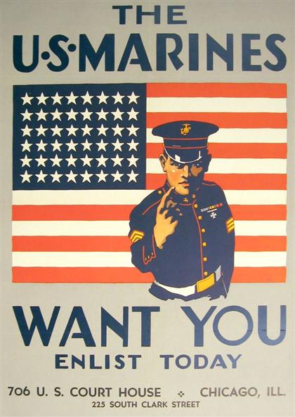 Appraisal: piece Color Lithographic Poster The U S Marines Want You