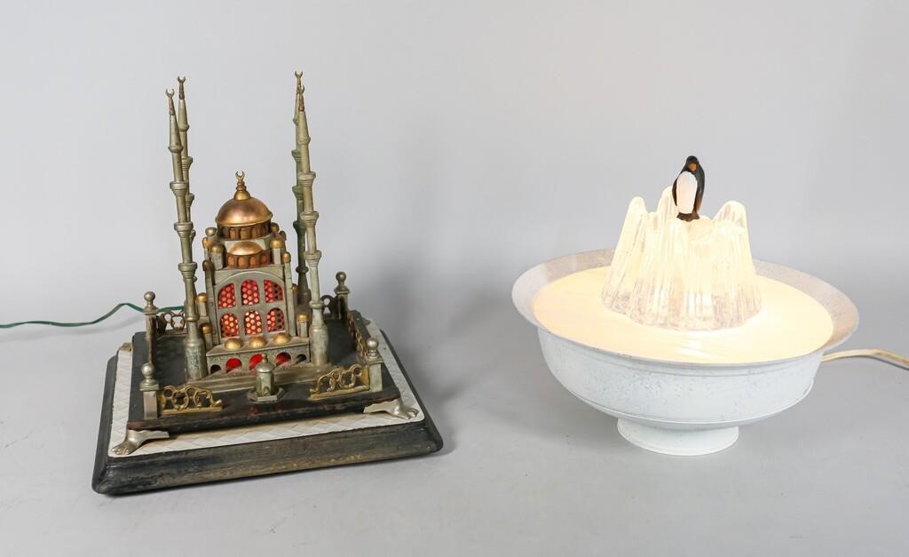 Appraisal: TWO FIGURAL AND ARCHITECTURAL NOVELTY DESK LAMPSTwo figural and architectural