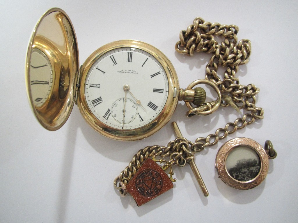 Appraisal: Lot comprising a Waltham full hunter rolled gold pocket watch