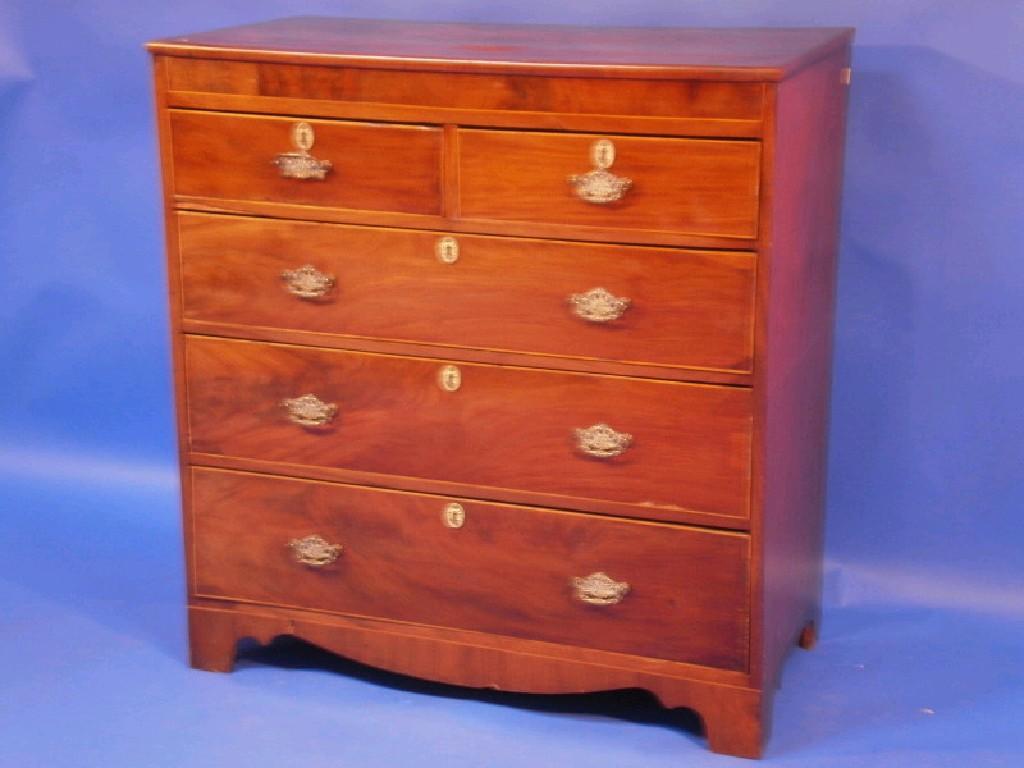 Appraisal: An early thC mahogany chest of two short and three