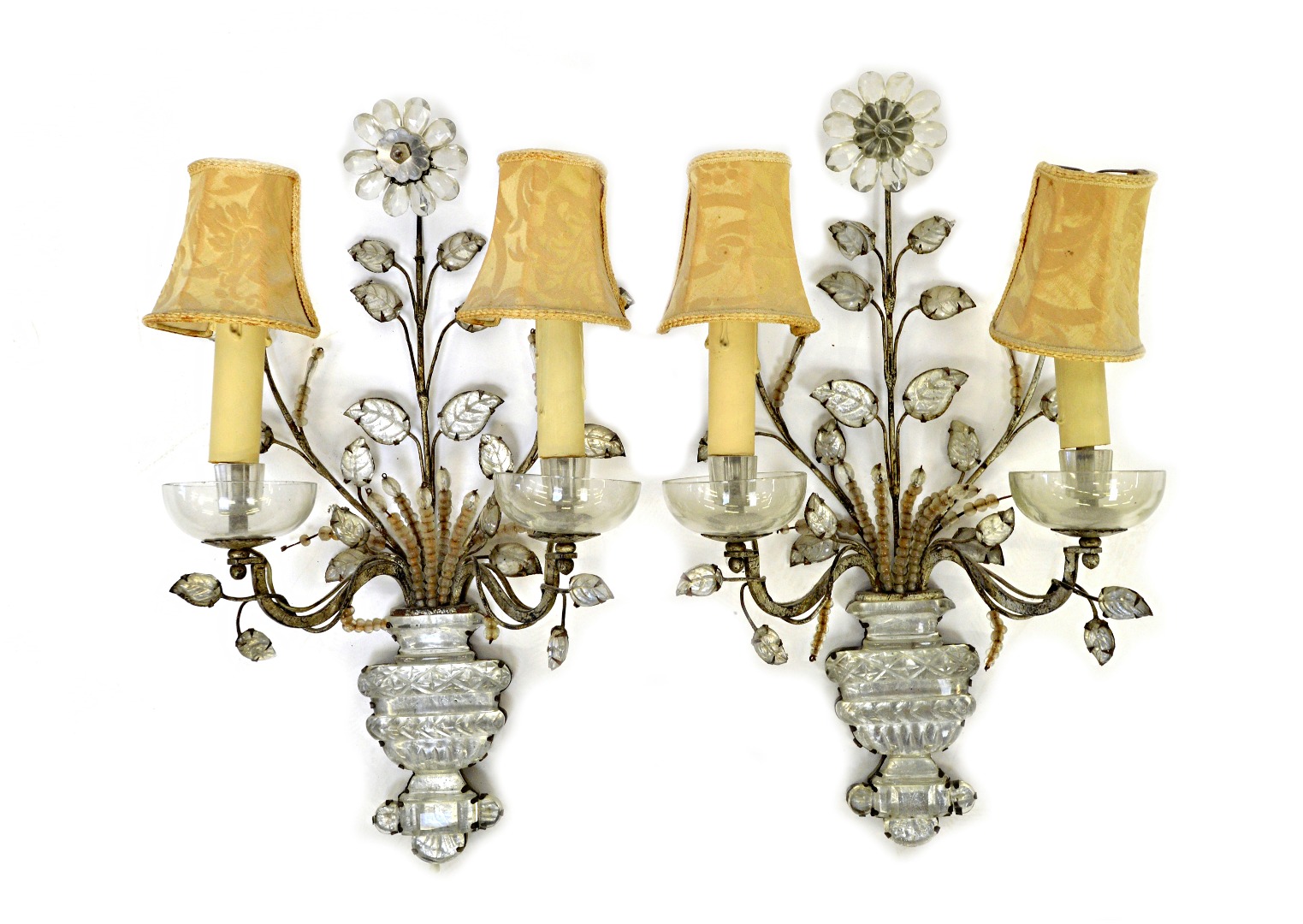 Appraisal: A set of four Venetian silvered metal and cut glass