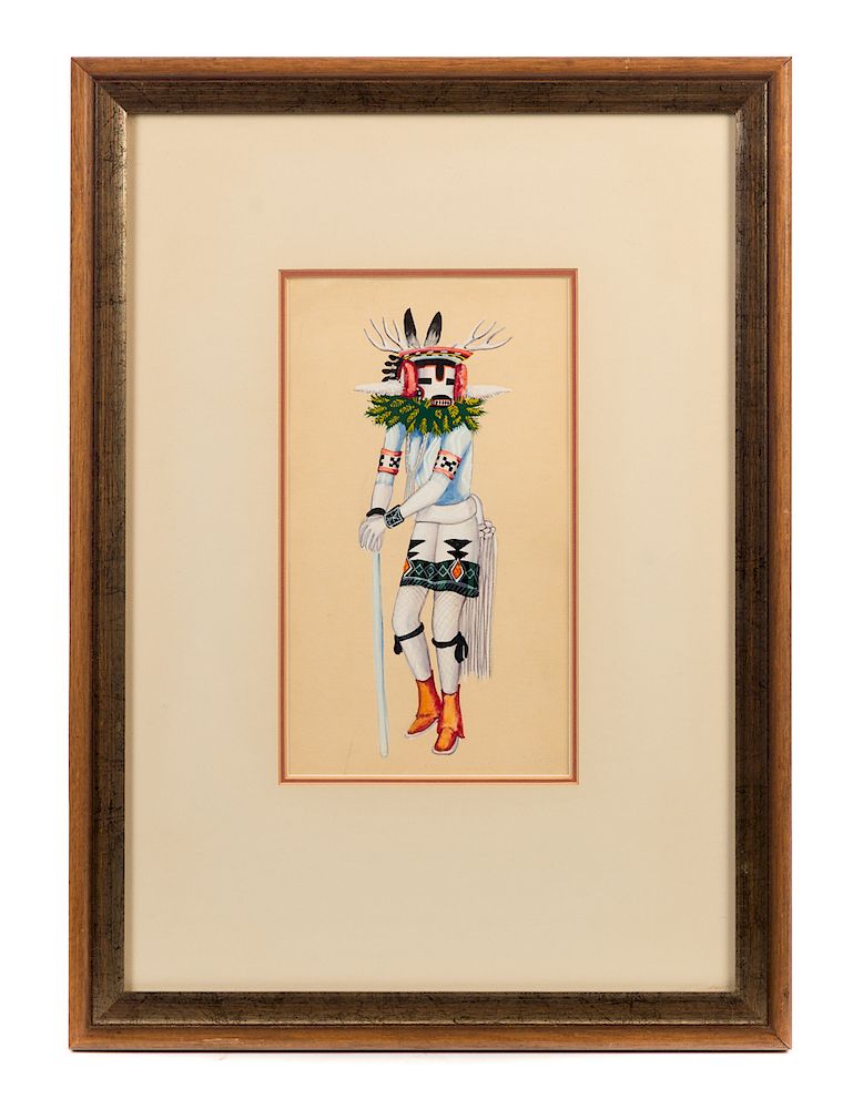 Appraisal: Hopi Kyvate Tuvahoema Deer Dancer Water Color Good original condition