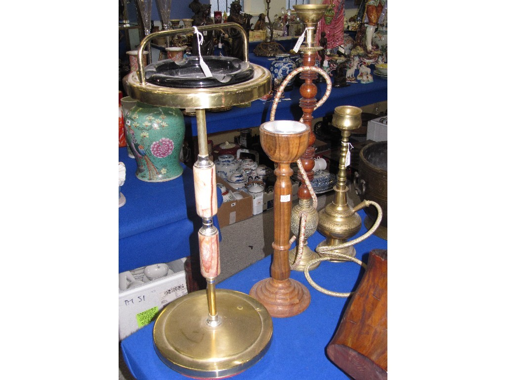 Appraisal: Two Hookah pipes and two smokers stands