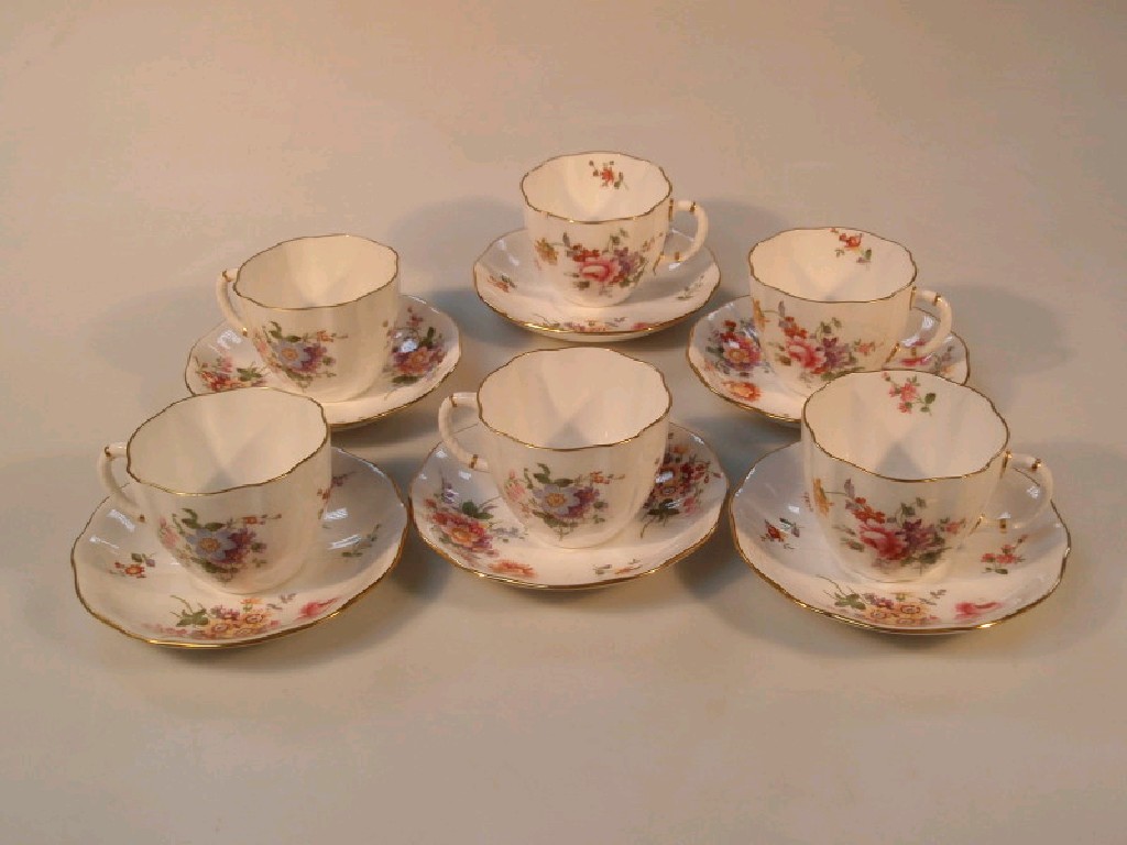 Appraisal: Six Royal Crown Derby Derby Posies tea cups and saucers