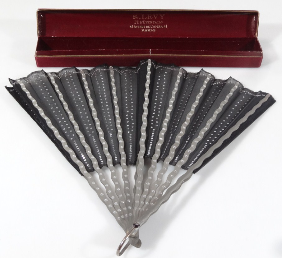 Appraisal: An early thC S Levy hand fan black material cm