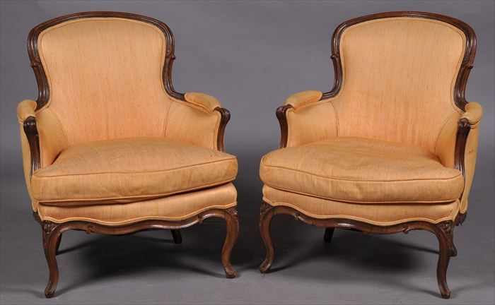 Appraisal: PAIR OF LOUIS XV-STYLE CARVED BEECHWOOD BERG RES Each with