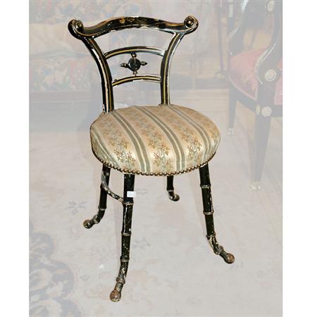 Appraisal: Victorian Ebonized and Gilt Painted Faux Bamboo Organ Seat Estimate