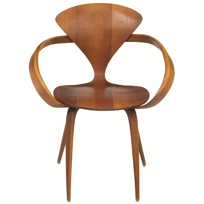 Appraisal: Norman Cherner armchair by Plycraft molded walnut one-piece seat with