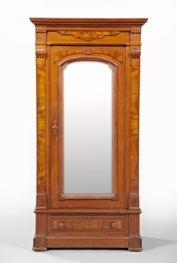 Appraisal: American Renaissance Revival Figured Walnut and Walnut Armoire late th