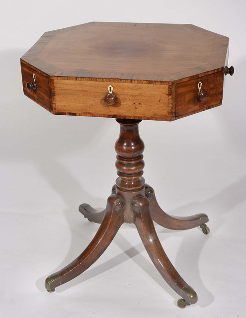 Appraisal: A GEORGE IV MAHOGANY WORK TABLE with eight sided top