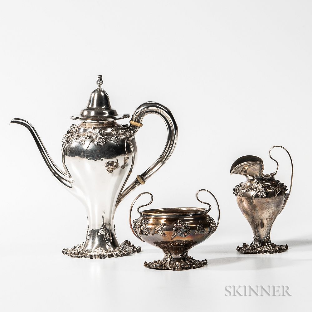 Appraisal: Three-piece William Kerr Sterling Silver Coffee Service Three-piece William Kerr