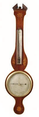 Appraisal: A th century mahogany and marquetry wheel barometer with silvered