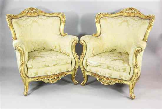 Appraisal: A pair of th century design French carved giltwood and