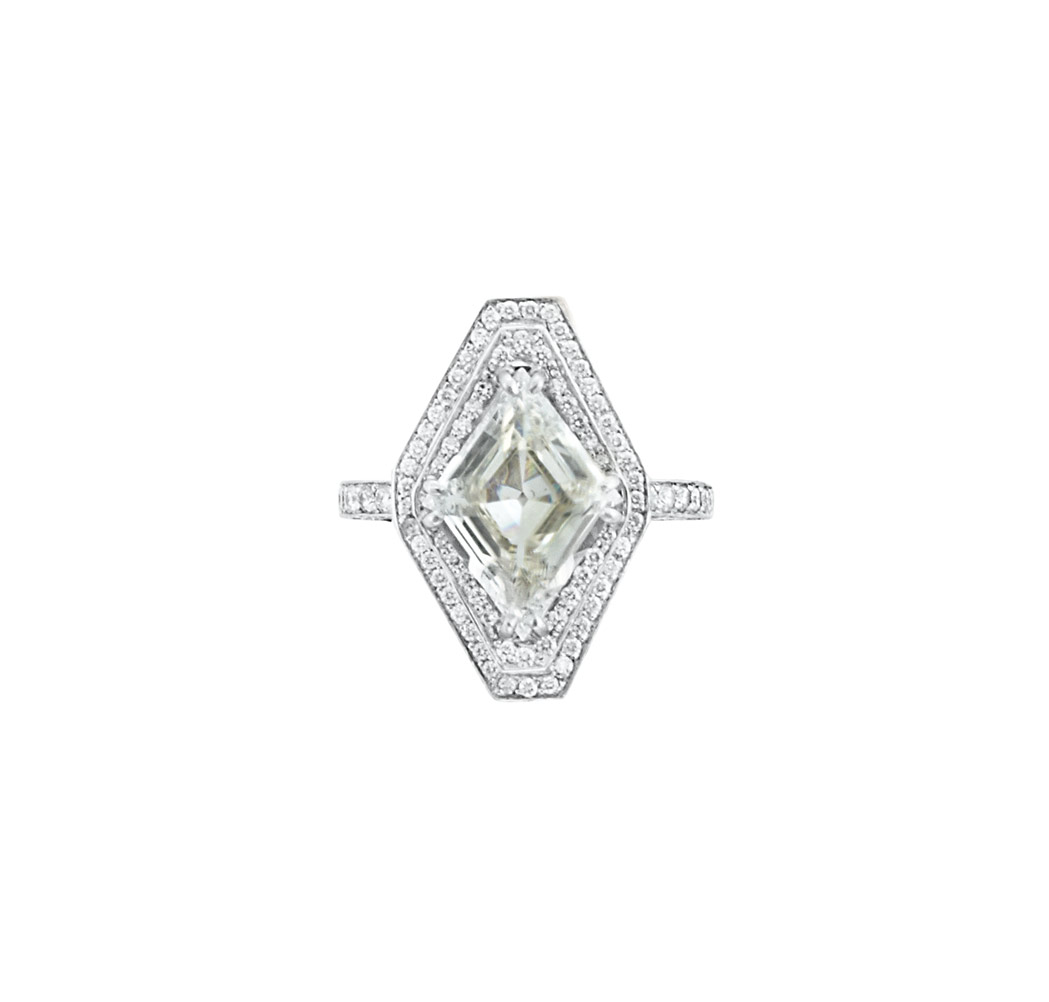 Appraisal: Platinum and Diamond Ring One lozenge-shaped diamond ap cts ap