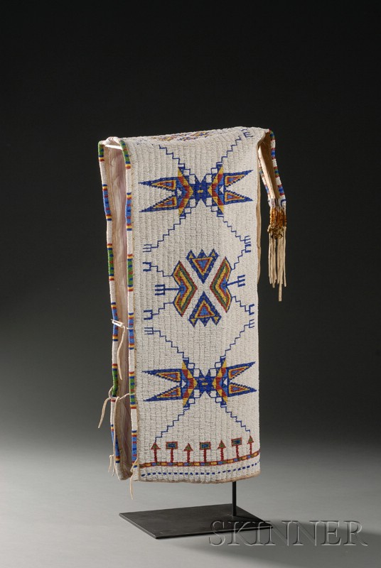 Appraisal: Central Plains Beaded Hide and Cloth Cradle Lakota c late