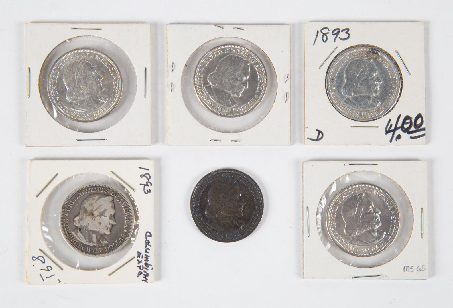 Appraisal: USA Columbian Expo Half Dollars - Six Columbian Exposition Commemorative