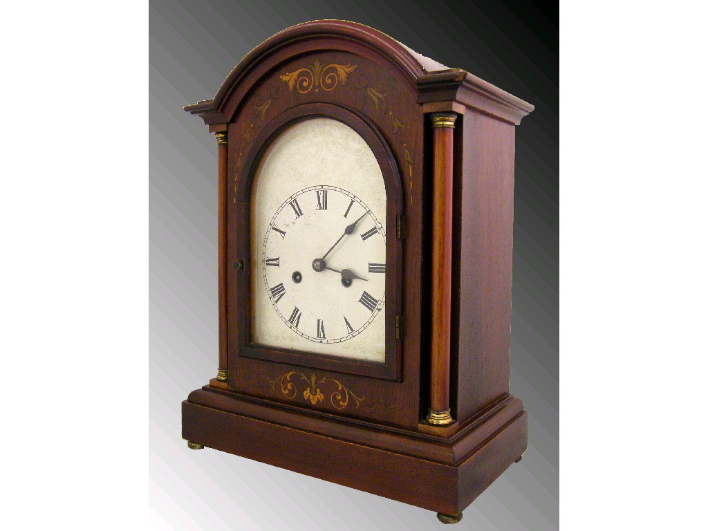 Appraisal: Mahogany two train bracket clock the movement striking on four