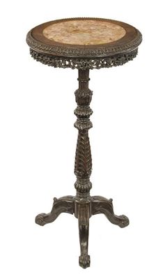 Appraisal: A Chinese hardwood jardiniere stand the inset marble top to