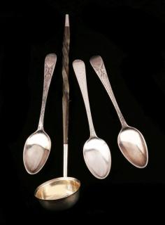 Appraisal: Three th century English sterling silver spoons two bear Hester