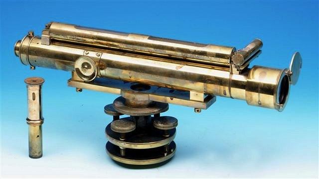 Appraisal: A LATE TH CENTURY POLISHED BRASS SURVEYING LEVEL signed on