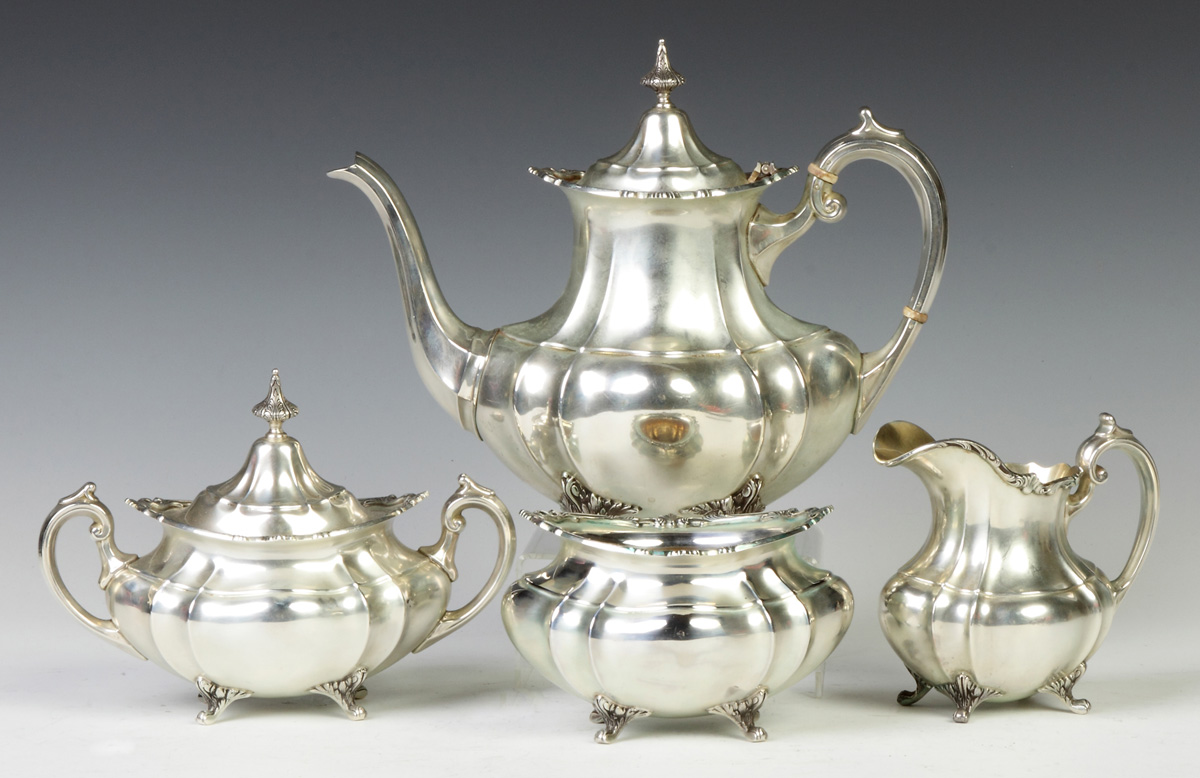 Appraisal: Reed Barton Hampton Court Sterling Silver Piece Tea Set ozt