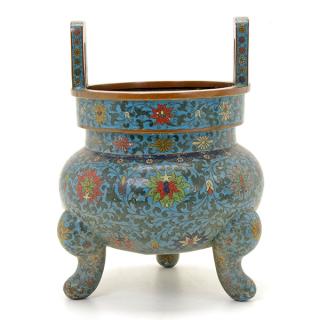 Appraisal: A Cloisonn Enamel Tripod Censer Late Ming Dynasty cm A